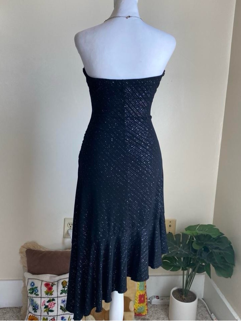 Vintage Y2K sparkly black strapless midi dress - Picture 8 of 8